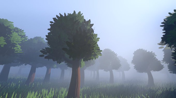 Grass scattering system in Godot showing high density foliage rendering